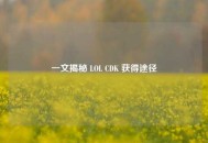 一文揭秘 LOL CDK 获得途径