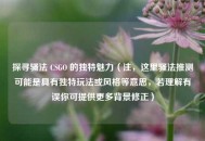 探寻骚法 CSGO 的独特魅力（注，这里骚法推测可能是具有独特玩法或风格等意思，若理解有误你可提供更多背景修正）