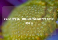 CSGO正规交易，保障玩家权益与游戏生态的关键平台