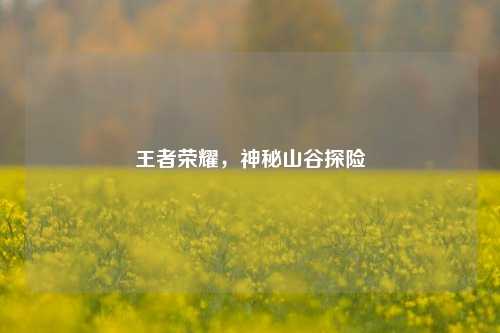 王者荣耀,神秘山谷探险