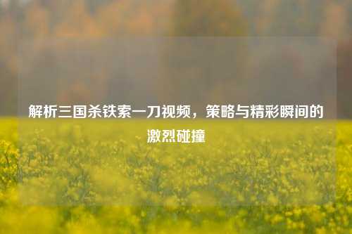 解析三国杀铁索一刀视频,策略与精彩瞬间的激烈碰撞
