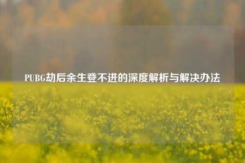 PUBG劫后余生登不进的深度解析与解决办法