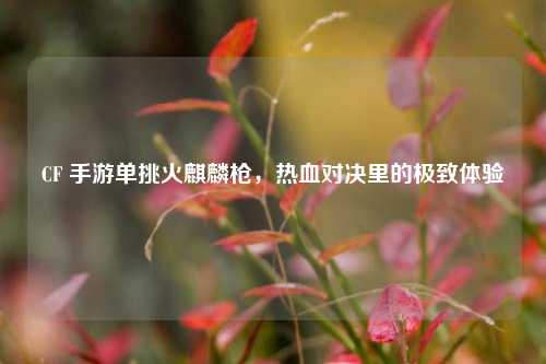 CF 手游单挑火麒麟枪,热血对决里的极致体验
