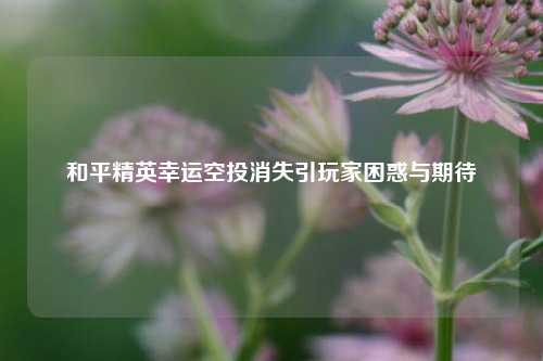 和平精英幸运空投消失引玩家困惑与期待