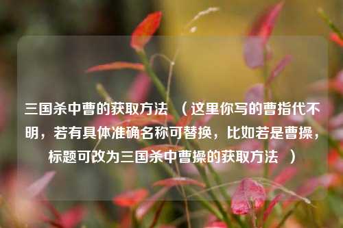 三国杀中曹的获取 *** (这里你写的曹指代不明,若有具体准确名称可替换,比如若是曹操,标题可改为三国杀中曹操的获取 *** )