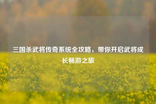 三国杀武将传奇系统全攻略,带你开启武将成长畅游之旅