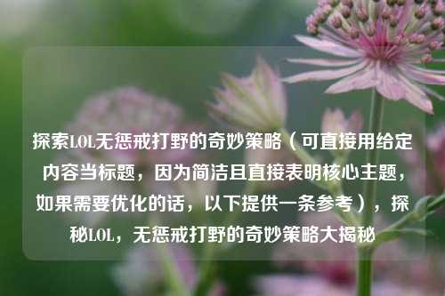 探索LOL无惩戒打野的奇妙策略(可直接用给定内容当标题,因为简洁且直接表明核心主题,如果需要优化的话,以下提供一条参考),探秘LOL,无惩戒打野的奇妙策略大揭秘