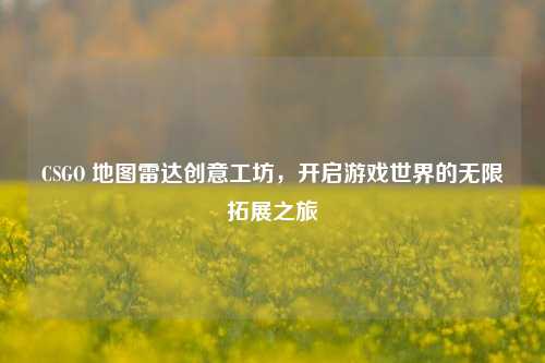 CSGO 地图雷达创意工坊,开启游戏世界的无限拓展之旅