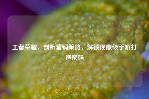 王者荣耀,剖析营销策略,解锁现象级手游打造密码