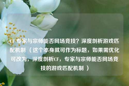 CF 专家与宗师能否同场竞技?深度剖析游戏匹配机制 (这个本身就可作为标题,如果需优化可改为,深度剖析CF,专家与宗师能否同场竞技的游戏匹配机制 )