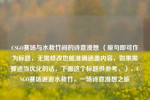 CSGO赛场与水栽竹间的诗意漫想 (原句即可作为标题,无需修改也能准确涵盖内容,如果需要适当优化的话,下面这个标题供参考,),CSGO赛场邂逅水栽竹,一场诗意漫想之旅
