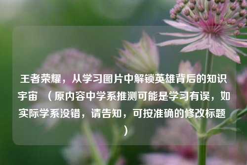 王者荣耀,从学习图片中解锁英雄背后的知识宇宙 (原内容中学系推测可能是学习有误,如实际学系没错,请告知,可按准确的修改标题 )