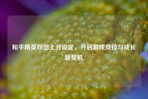 和平精英双倍上分设定,开启游戏竞技与成长新契机