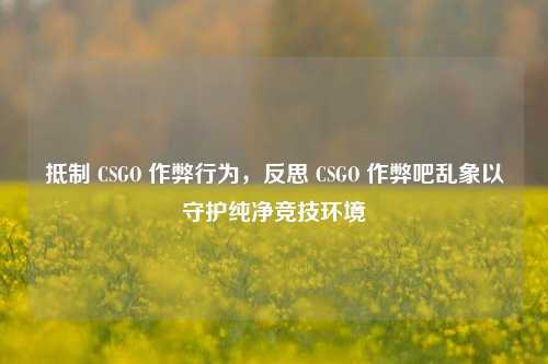 *** CSGO 作弊行为,反思 CSGO 作弊吧乱象以守护纯净竞技环境