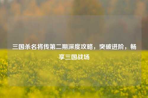 三国杀名将传第二期深度攻略,突破进阶,畅享三国战场