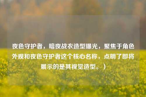 夜色守护者,暗夜战衣造型曝光,聚焦于角色外观和夜色守护者这个核心名称,点明了即将展示的是其视觉造型。)