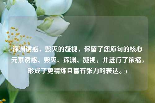 深渊诱惑,毁灭的凝视,保留了您原句的核心元素诱惑、毁灭、深渊、凝视,并进行了浓缩,形成了更精炼且富有张力的表达。)
