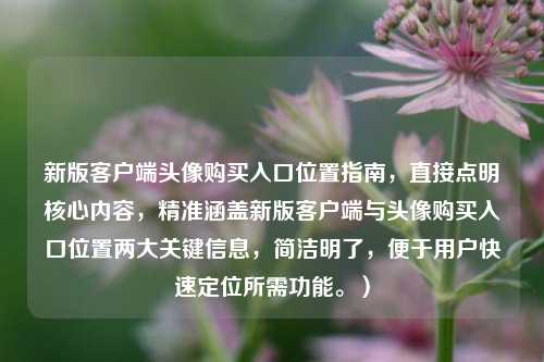 新版客户端头像购买入口位置指南,直接点明核心内容,精准涵盖新版客户端与头像购买入口位置两大关键信息,简洁明了,便于用户快速定位所需功能。)