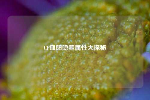 CF血阳隐藏属性大探秘