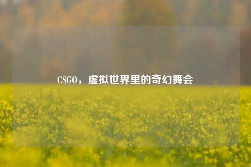 CSGO,虚拟世界里的奇幻舞会