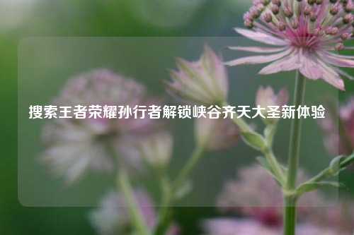 搜索王者荣耀孙行者解锁峡谷齐天大圣新体验