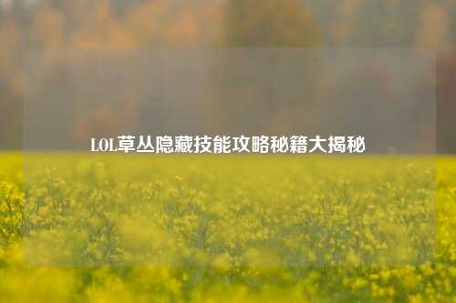 LOL草丛隐藏技能攻略秘籍大揭秘