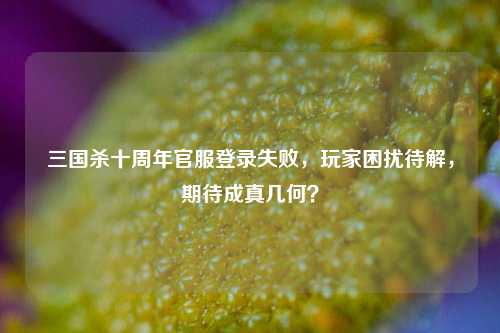 三国杀十周年官服登录失败,玩家困扰待解,期待成真几何?