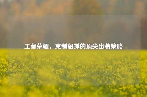 王者荣耀,克制貂蝉的顶尖出装策略