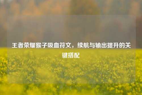 王者荣耀猴子吸血符文,续航与输出提升的关键搭配