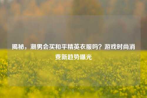揭秘,潮男会买和平精英衣服吗?游戏时尚消费新趋势曝光