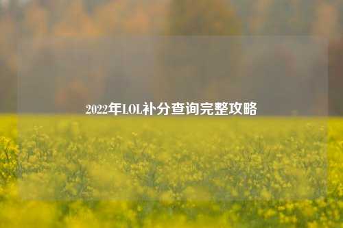 2022年LOL补分查询完整攻略