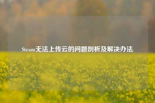 Steam无法上传云的问题剖析及解决办法