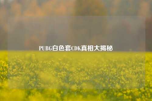 PUBG白色套CDK真相大揭秘