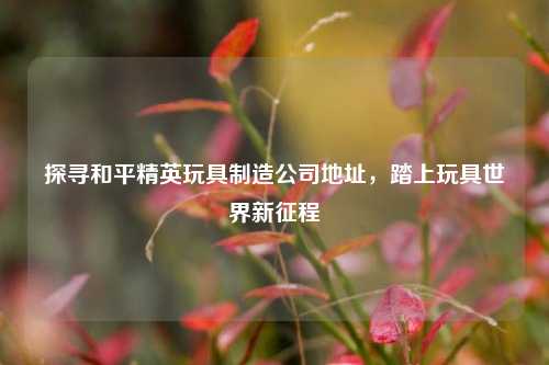 探寻和平精英玩具制造公司地址,踏上玩具世界新征程