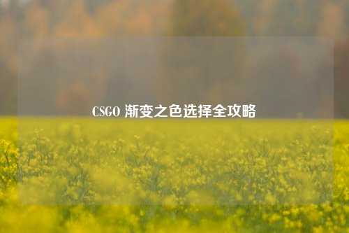 CSGO 渐变之色选择全攻略