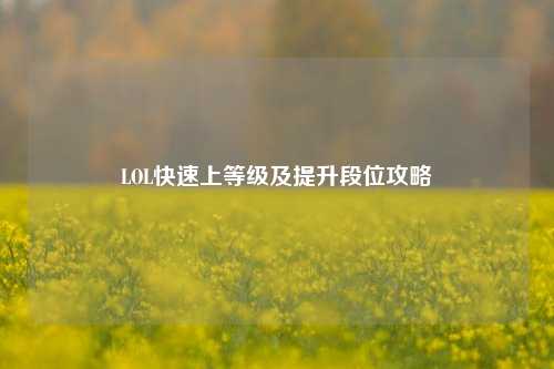 LOL快速上等级及提升段位攻略