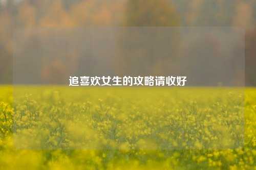 追喜欢女生的攻略请收好
