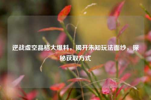 逆战虚空晶格大爆料,揭开未知玩法面纱,探秘获取方式