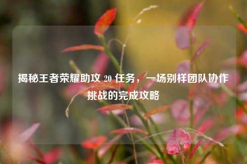 揭秘王者荣耀助攻 20 任务,一场别样团队协作挑战的完成攻略