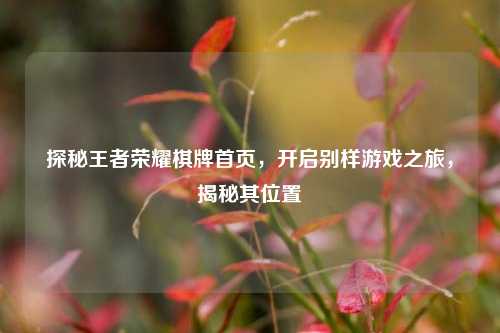 探秘王者荣耀棋牌首页,开启别样游戏之旅,揭秘其位置
