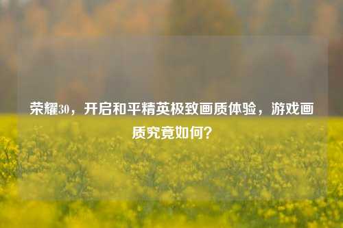 荣耀30,开启和平精英极致画质体验,游戏画质究竟如何?