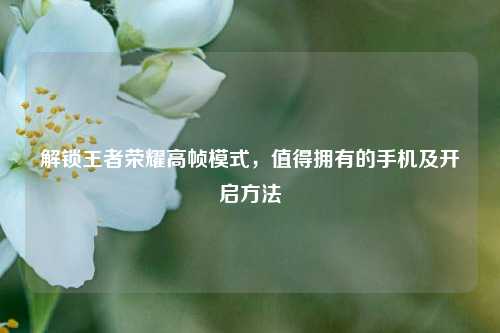 解锁王者荣耀高帧模式,值得拥有的手机及开启 ***