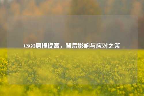 CSGO磨损提高,背后影响与应对之策