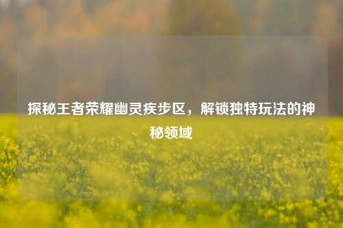 探秘王者荣耀幽灵疾步区,解锁独特玩法的神秘领域