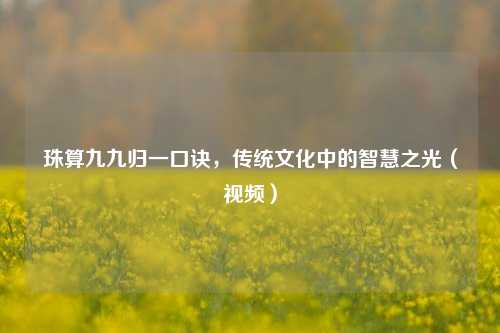 珠算九九归一口诀,传统文化中的智慧之光(视频)