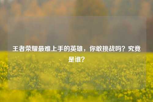 王者荣耀最难上手的英雄,你敢挑战吗?究竟是谁?