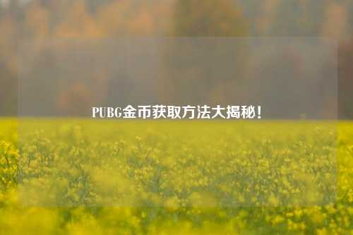 PUBG金币获取 *** 大揭秘!