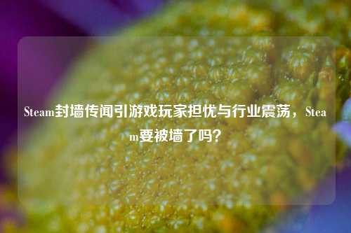 Steam封墙传闻引游戏玩家担忧与行业震荡,Steam要被墙了吗?