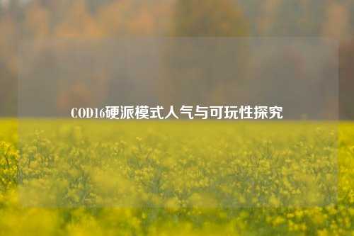 COD16硬派模式人气与可玩性探究