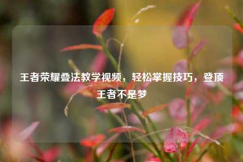 王者荣耀叠法教学视频,轻松掌握技巧,登顶王者不是梦